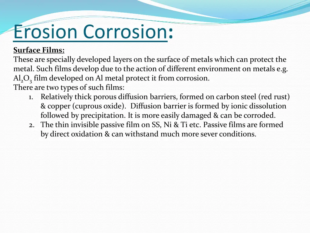 erosion corrosion surface films these