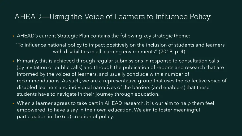 ahead using the voice of learners to influence