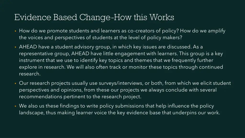 evidence based change how this works