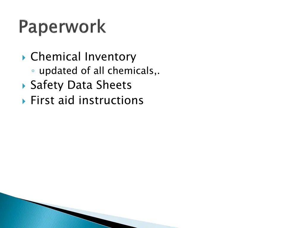 chemical inventory updated of all chemicals