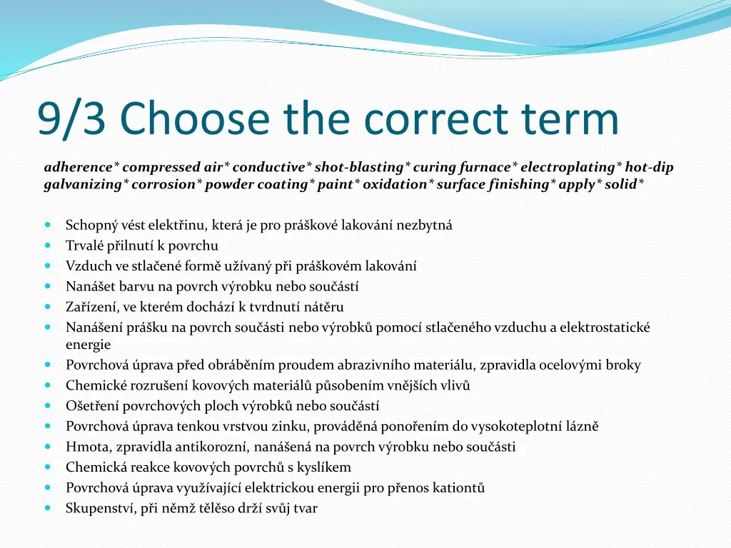 9 3 choose the correct term