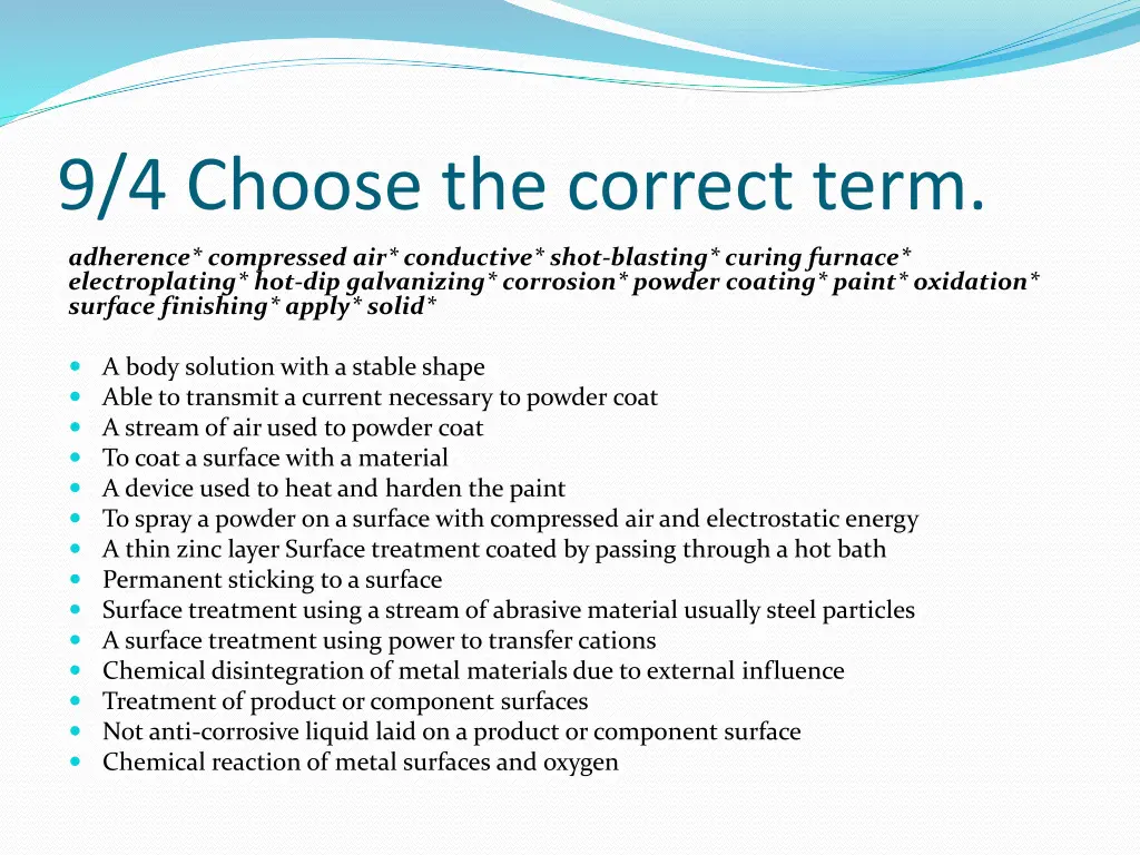 9 4 choose the correct term