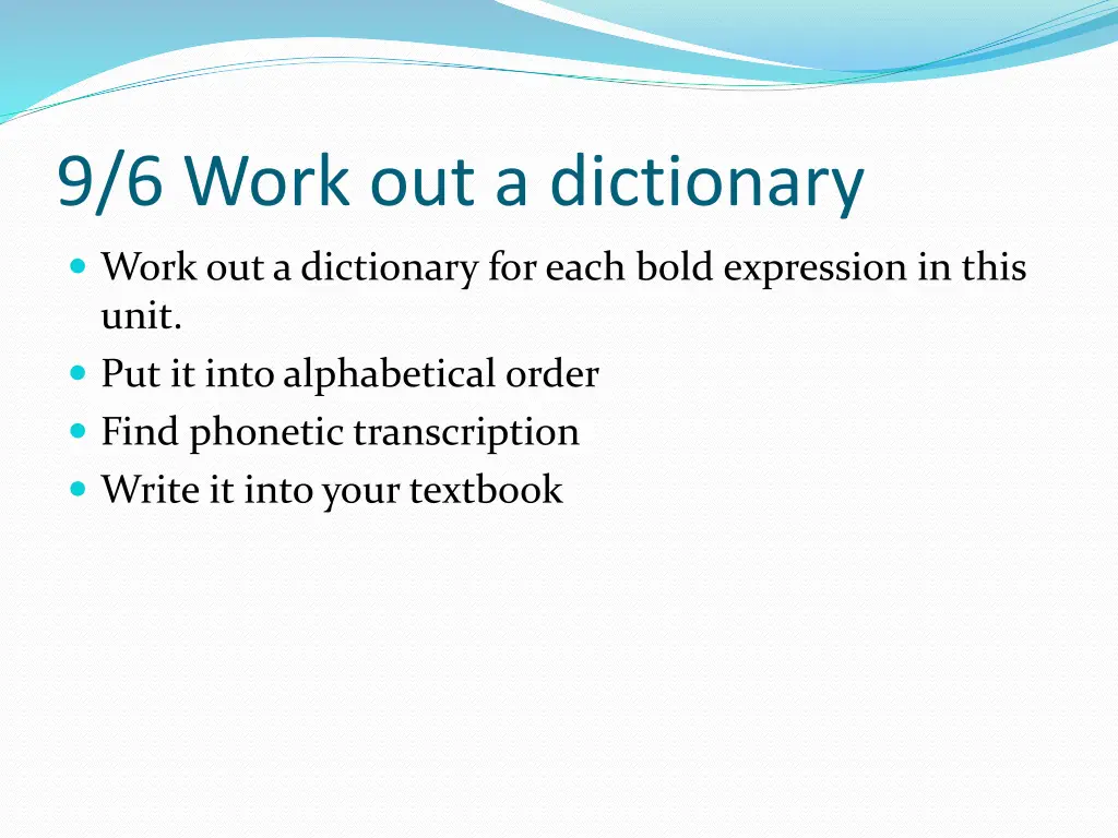 9 6 work out a dictionary