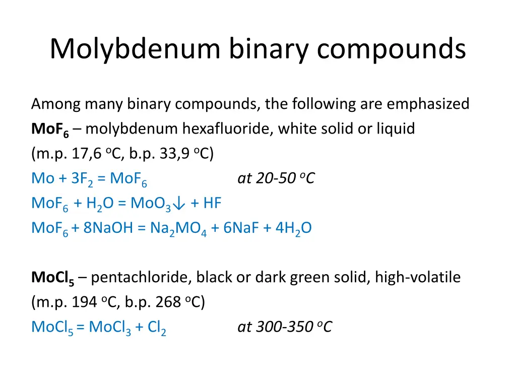 molybdenum binary compounds