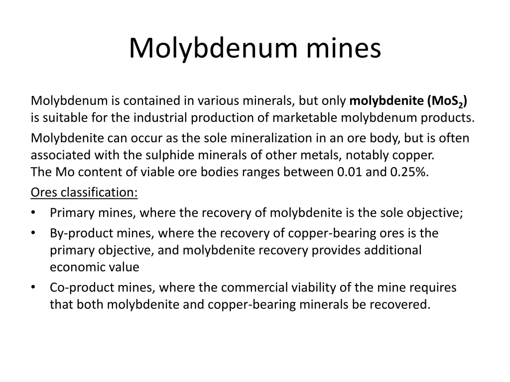 molybdenum mines