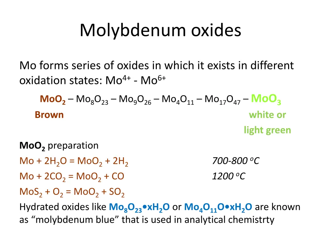 molybdenum oxides
