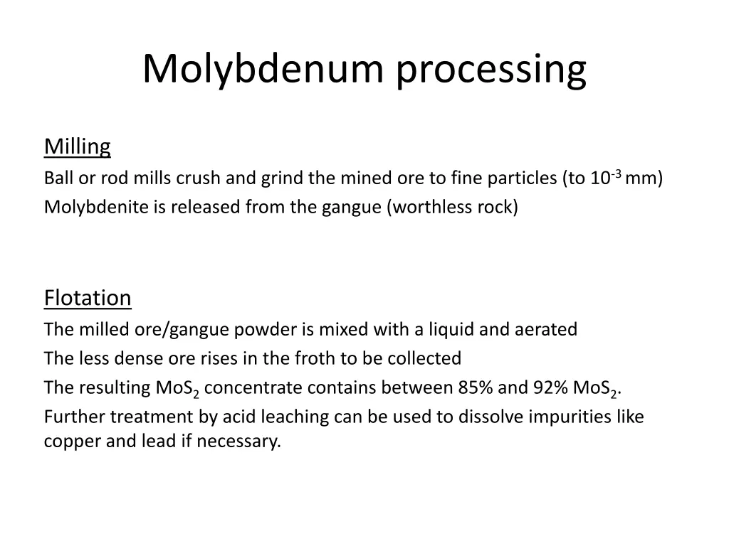 molybdenum processing