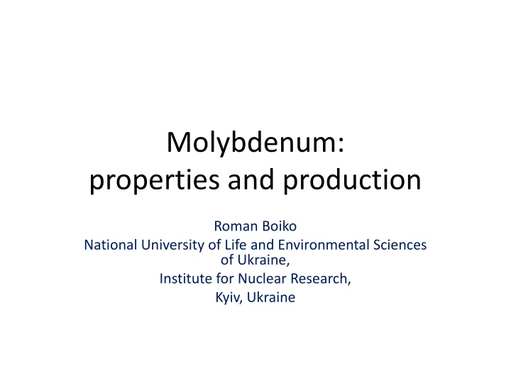 molybdenum properties and production