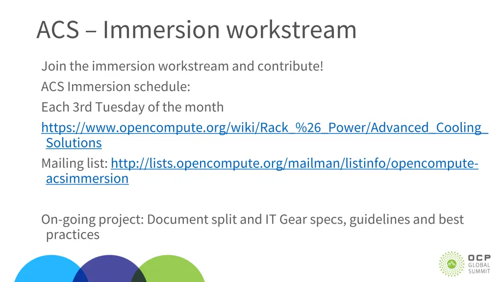 acs immersion workstream