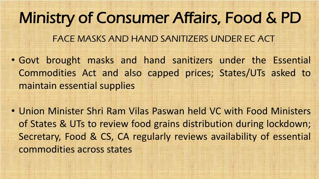 ministry of consumer affairs food pd ministry