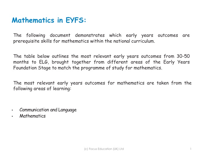 mathematics in eyfs