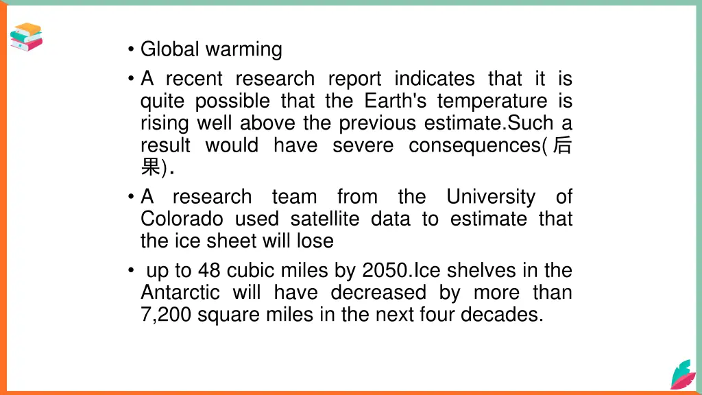 global warming a recent research report indicates