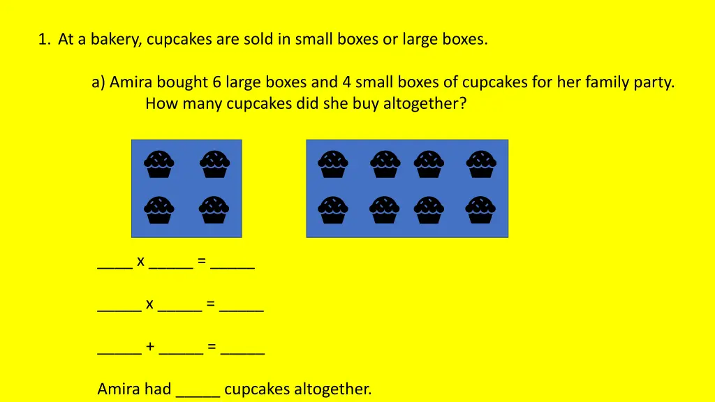 1 at a bakery cupcakes are sold in small boxes
