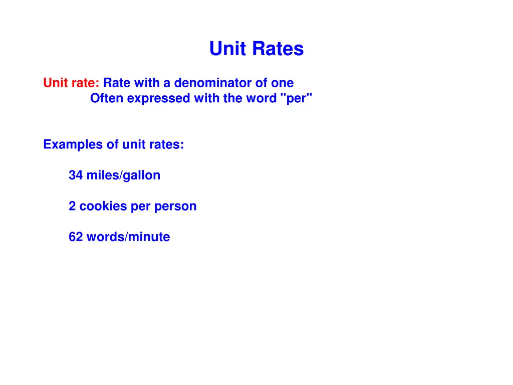 unit rates