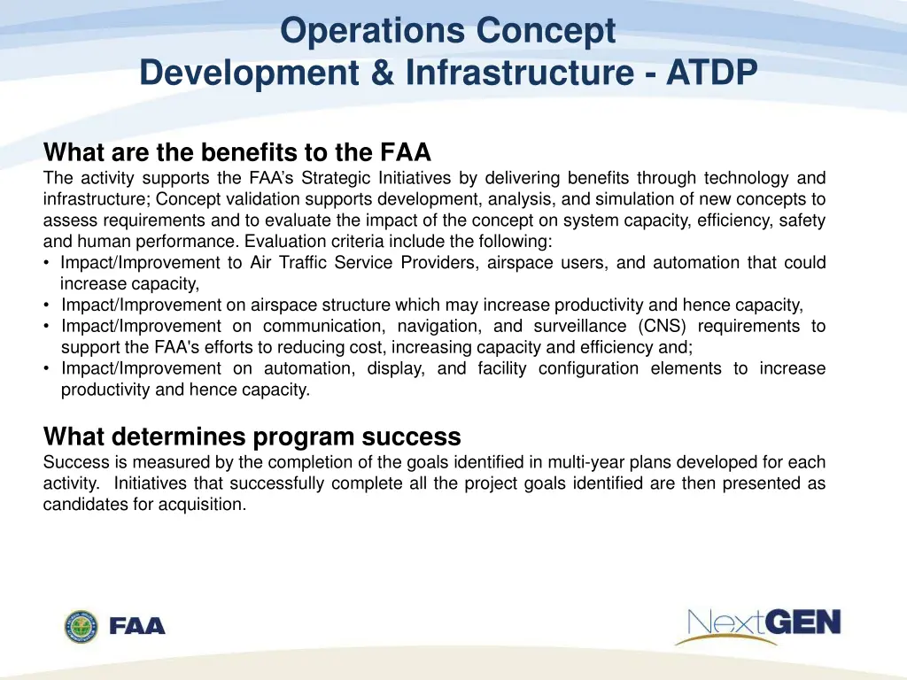 operations concept development infrastructure atdp 1
