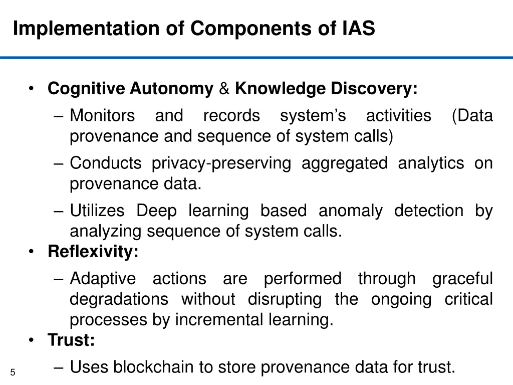 implementation of components of ias