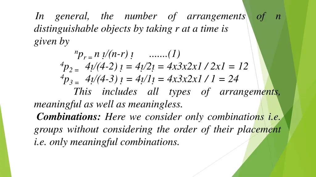 in general the number of arrangements