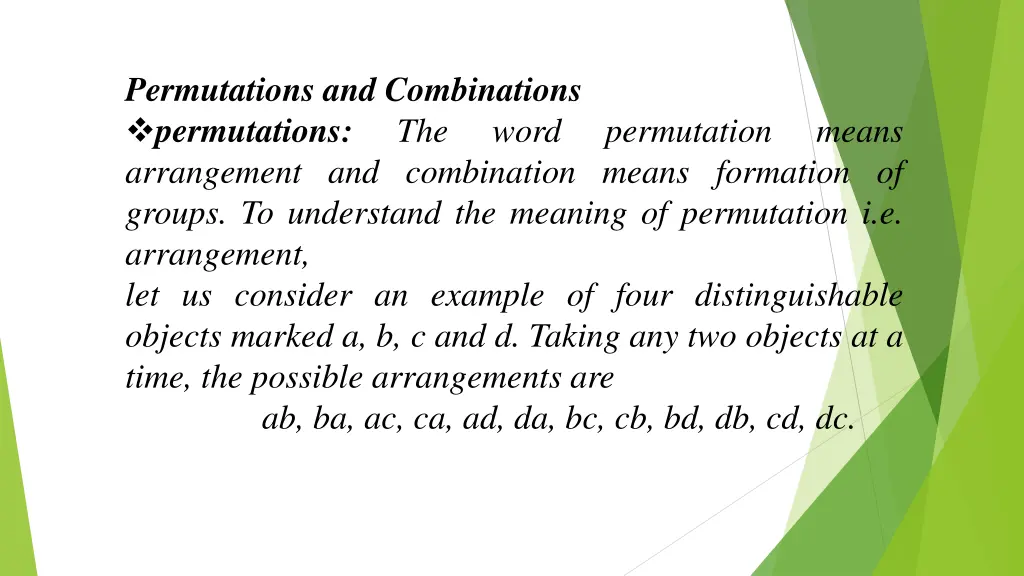 permutations and combinations permutations