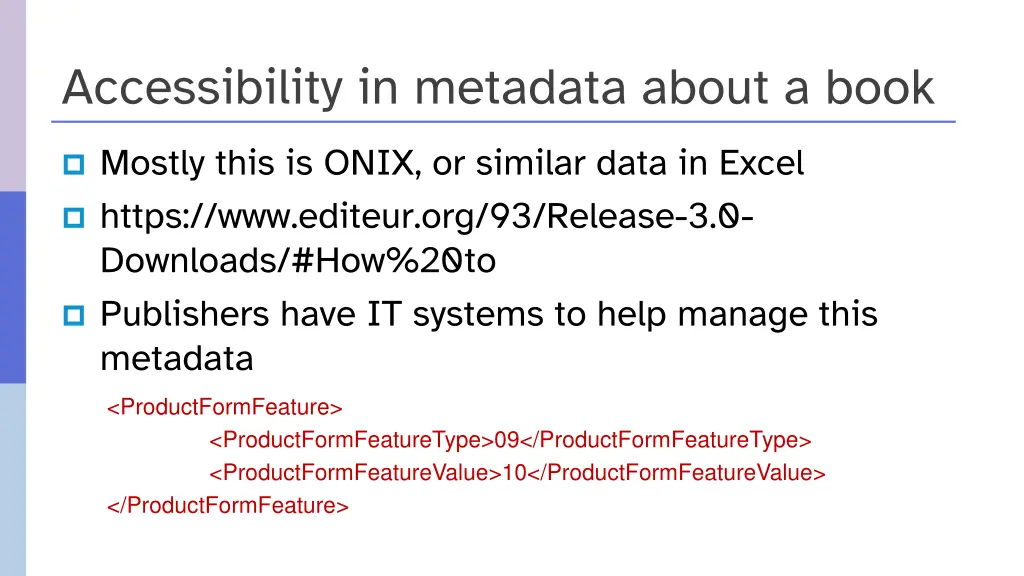 accessibility in metadata about a book