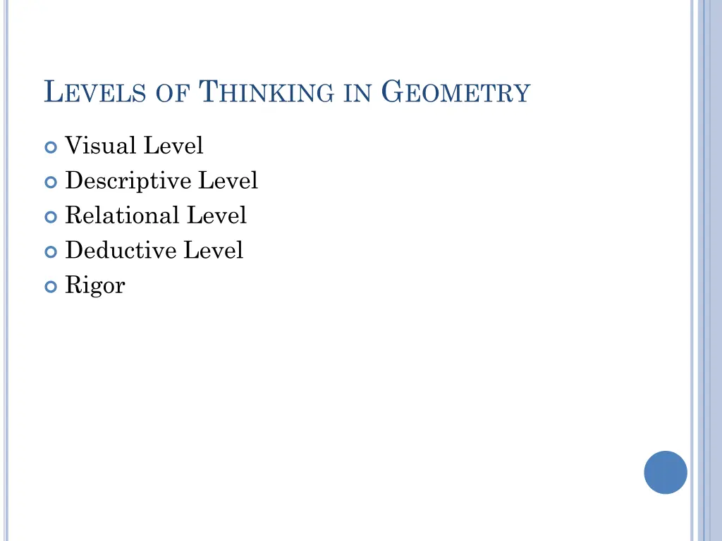l evels of t hinking in g eometry