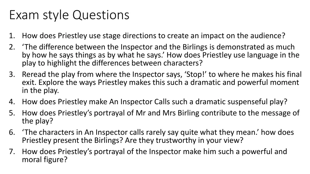 exam style questions
