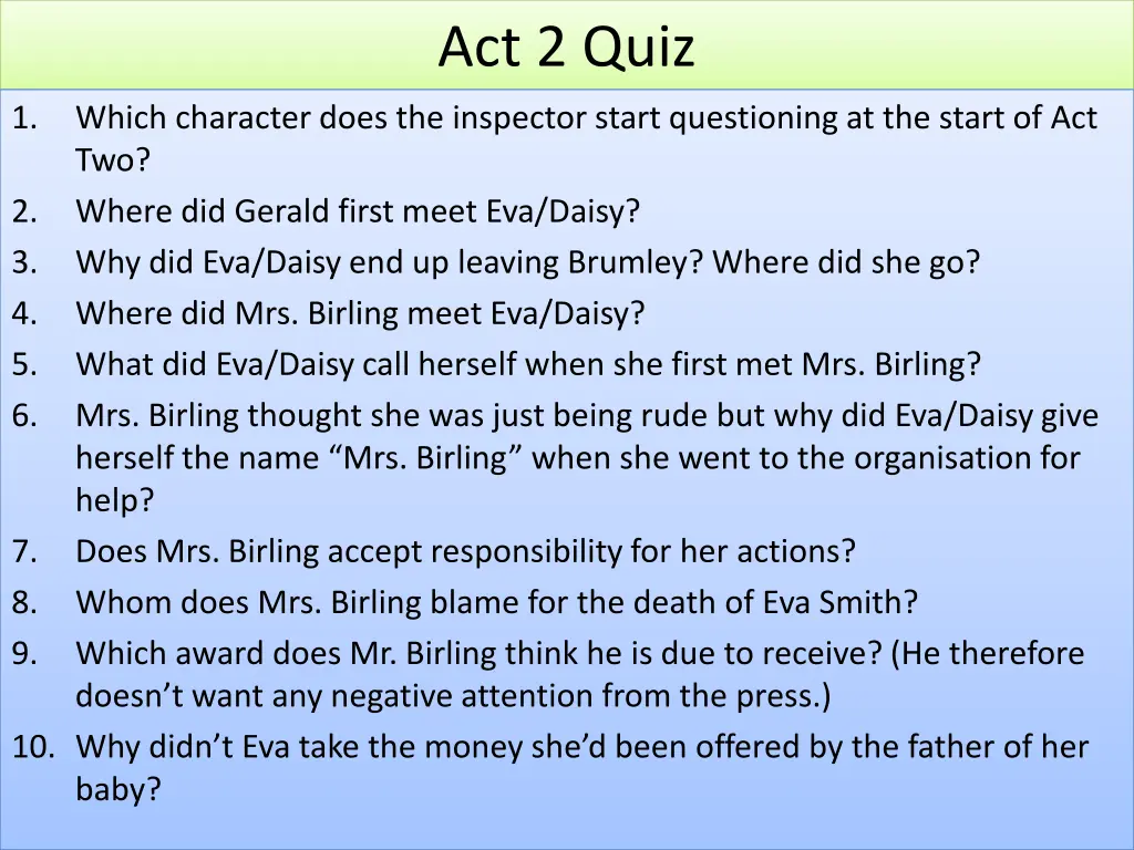 act 2 quiz