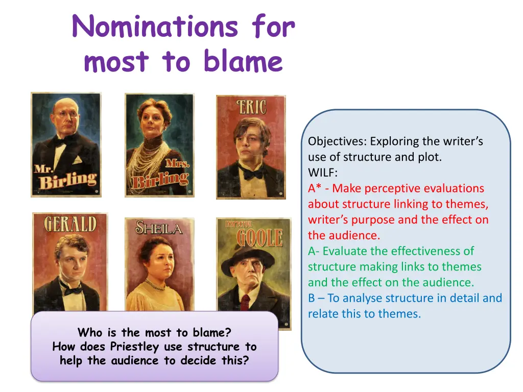 nominations for most to blame