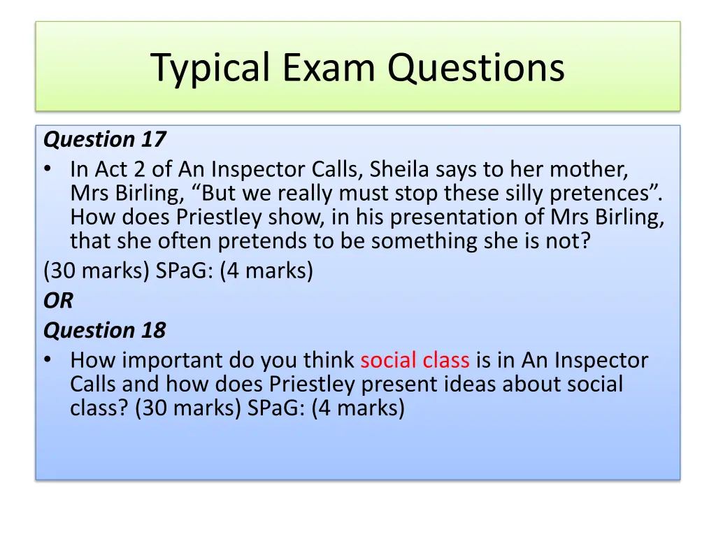 typical exam questions