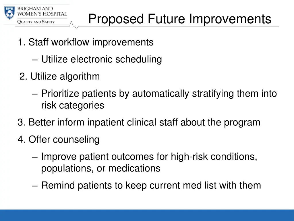 proposed future improvements