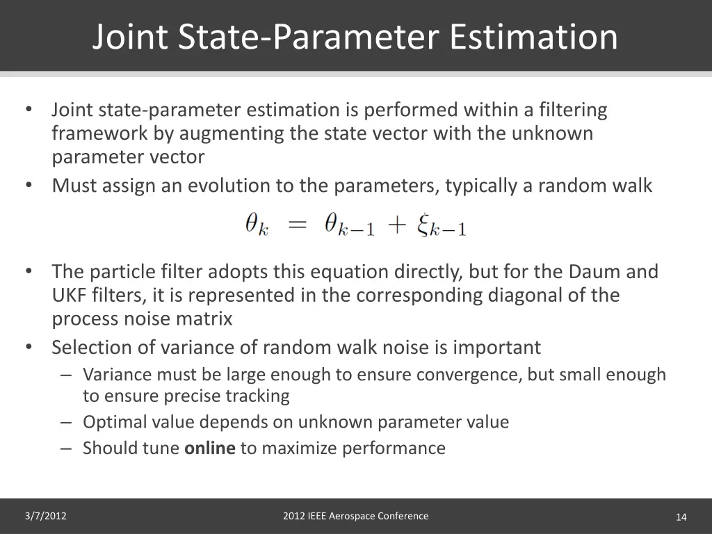 joint state parameter estimation