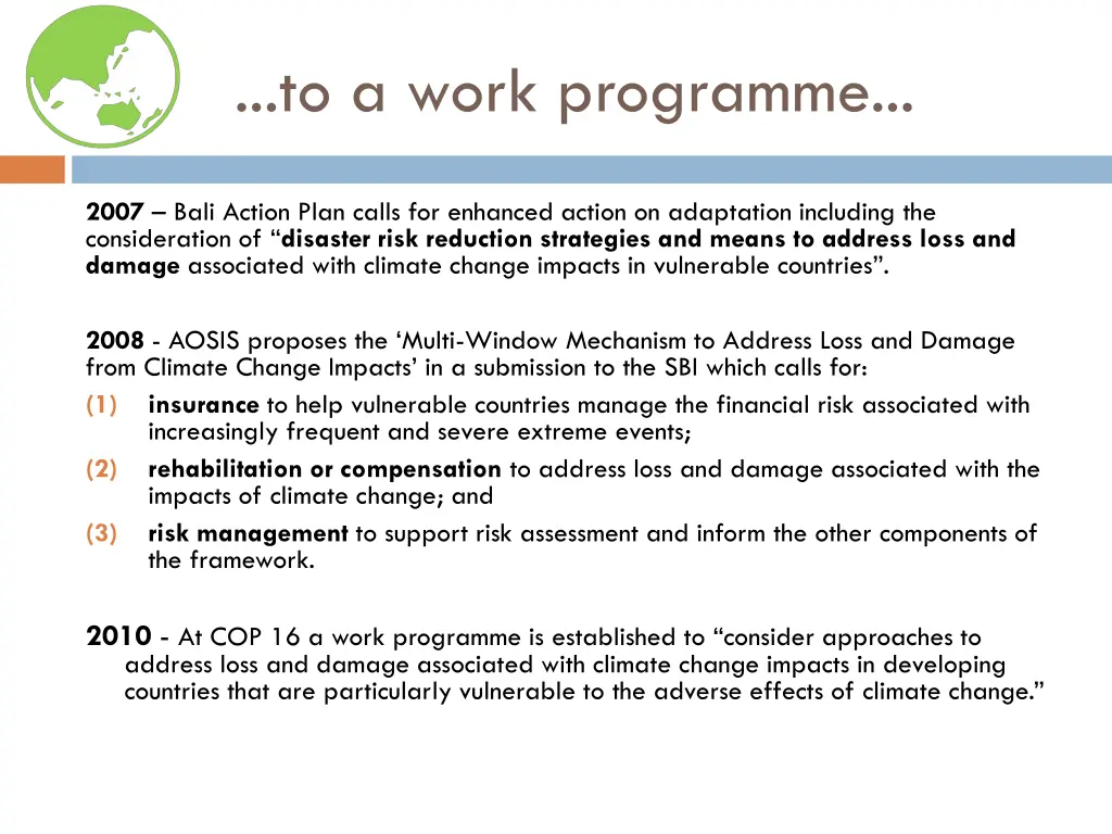 to a work programme