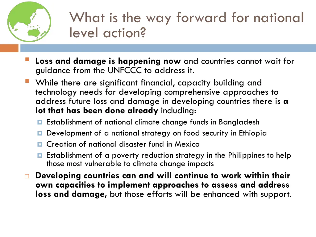 what is the way forward for national level action