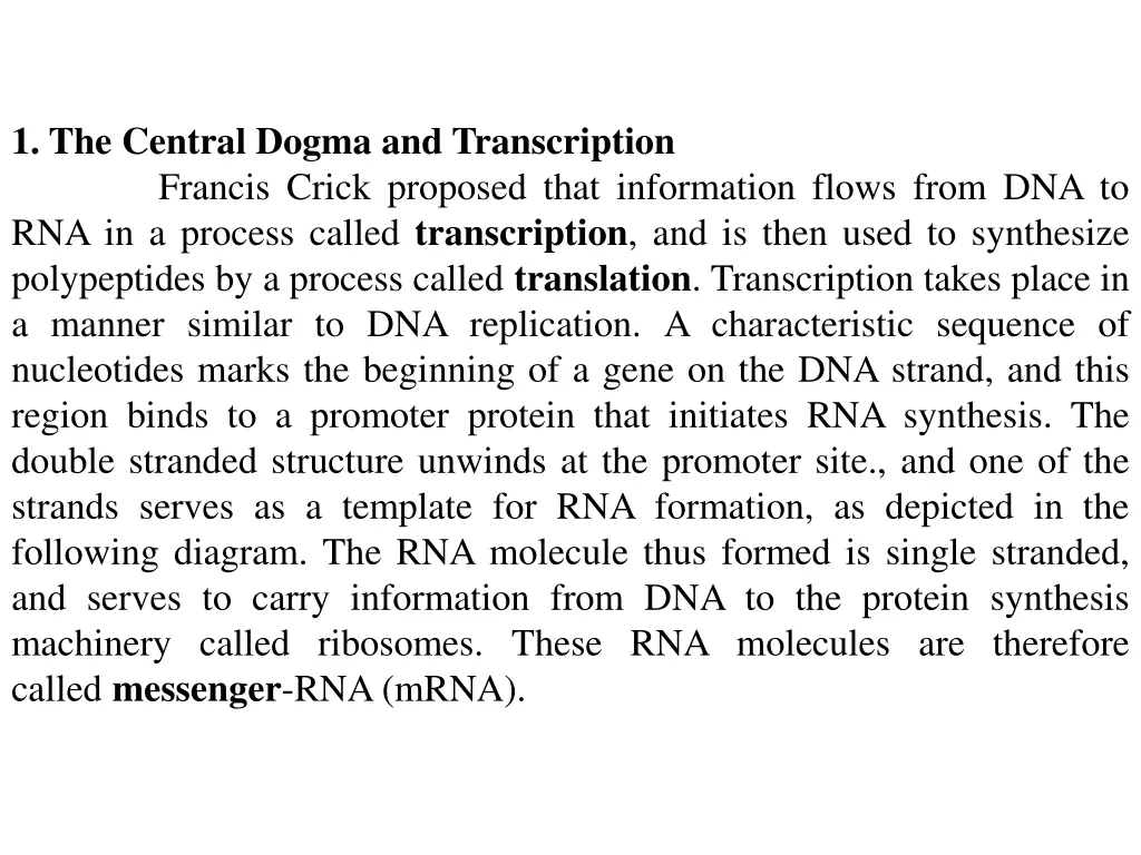 1 the central dogma and transcription francis