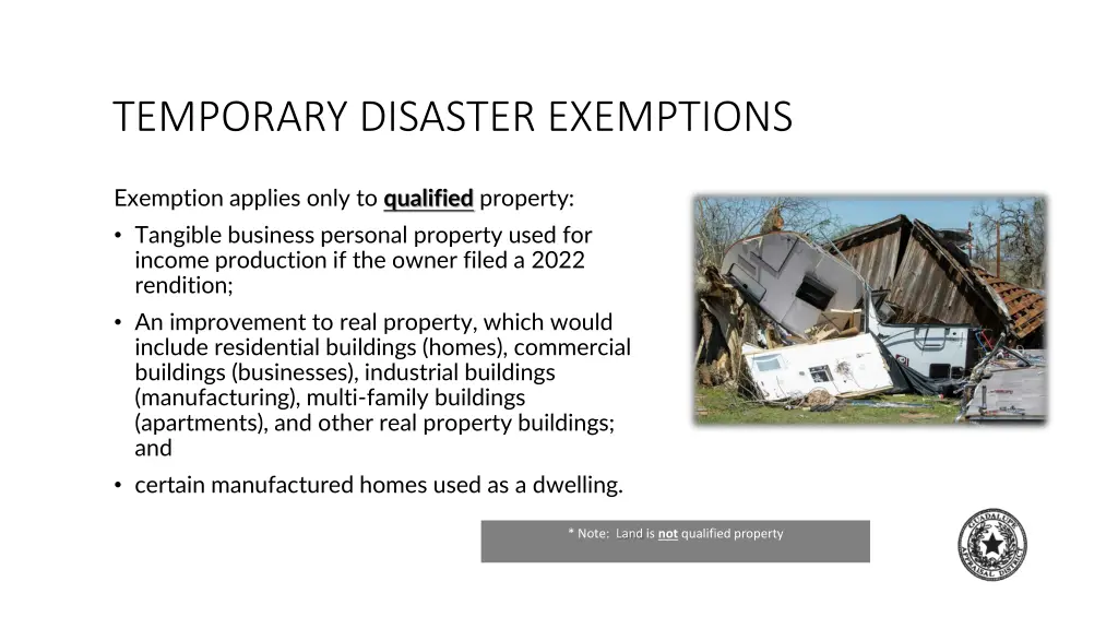 temporary disaster exemptions 1