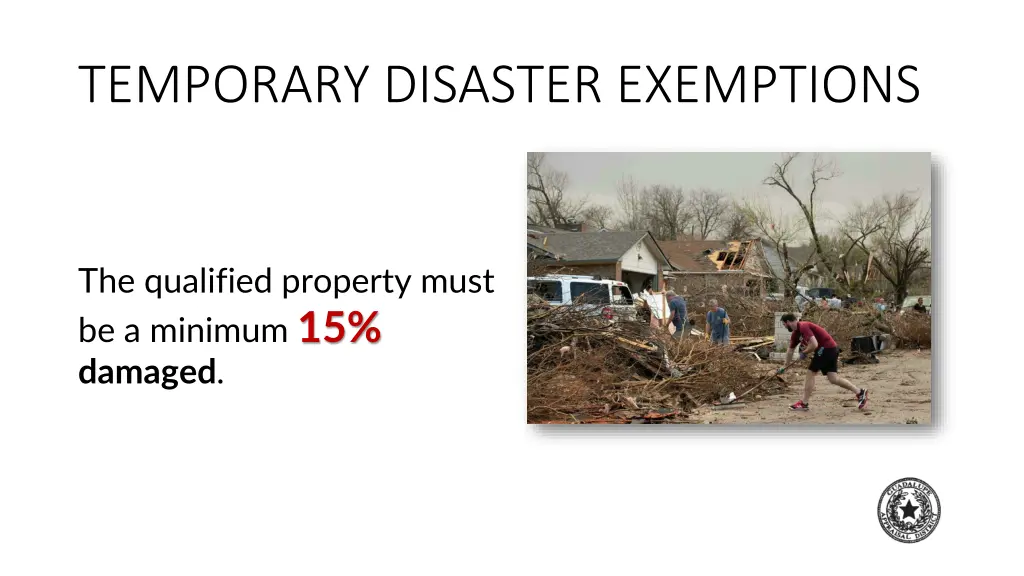 temporary disaster exemptions 2