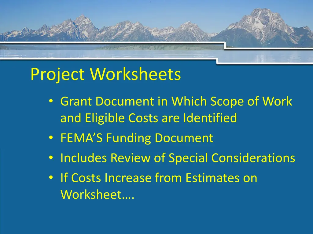 project worksheets