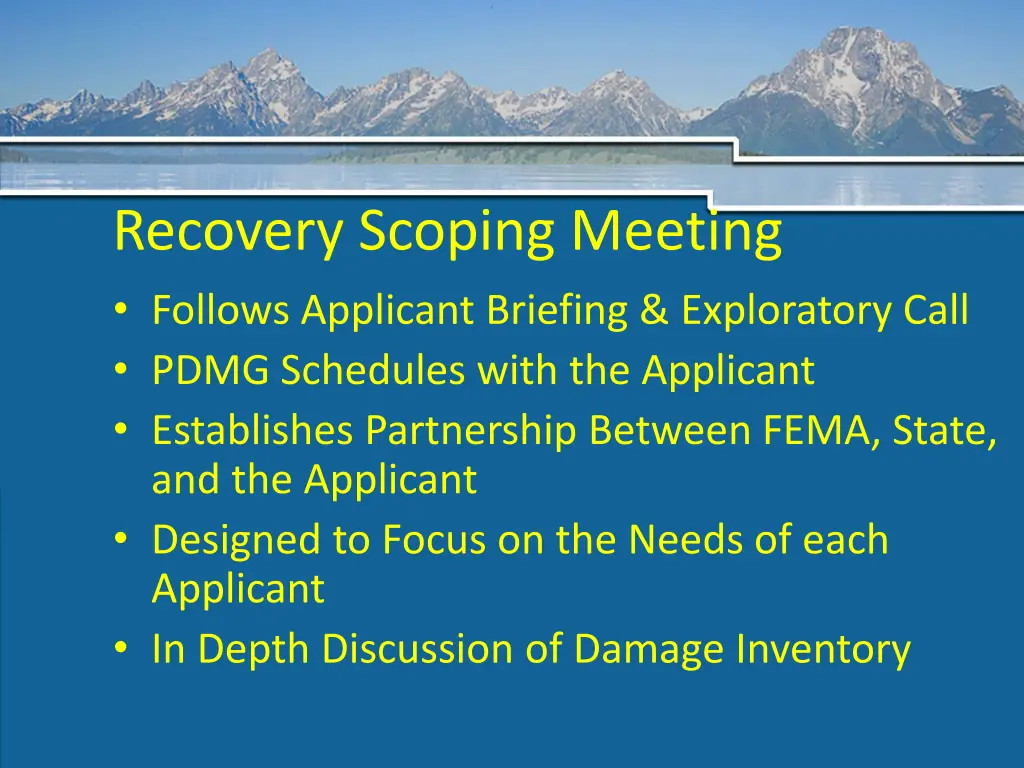 recovery scoping meeting follows applicant