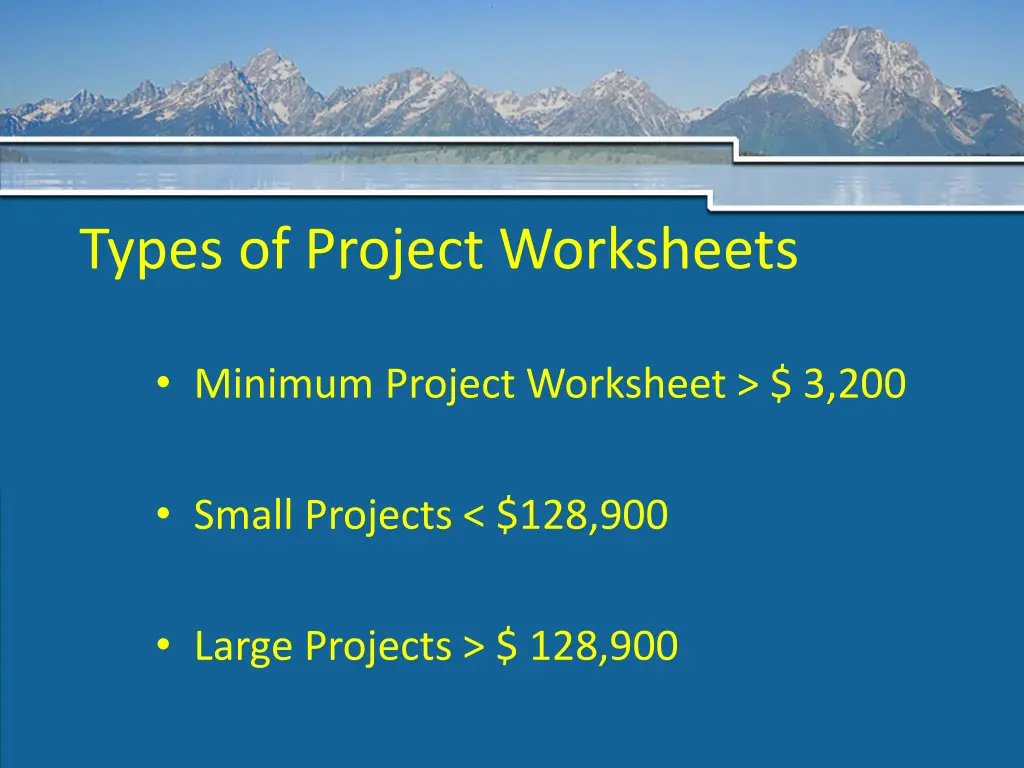 types of project worksheets