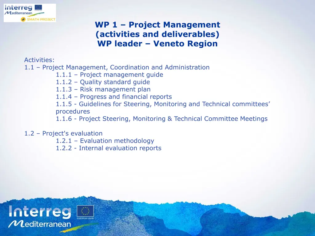 wp 1 project management activities