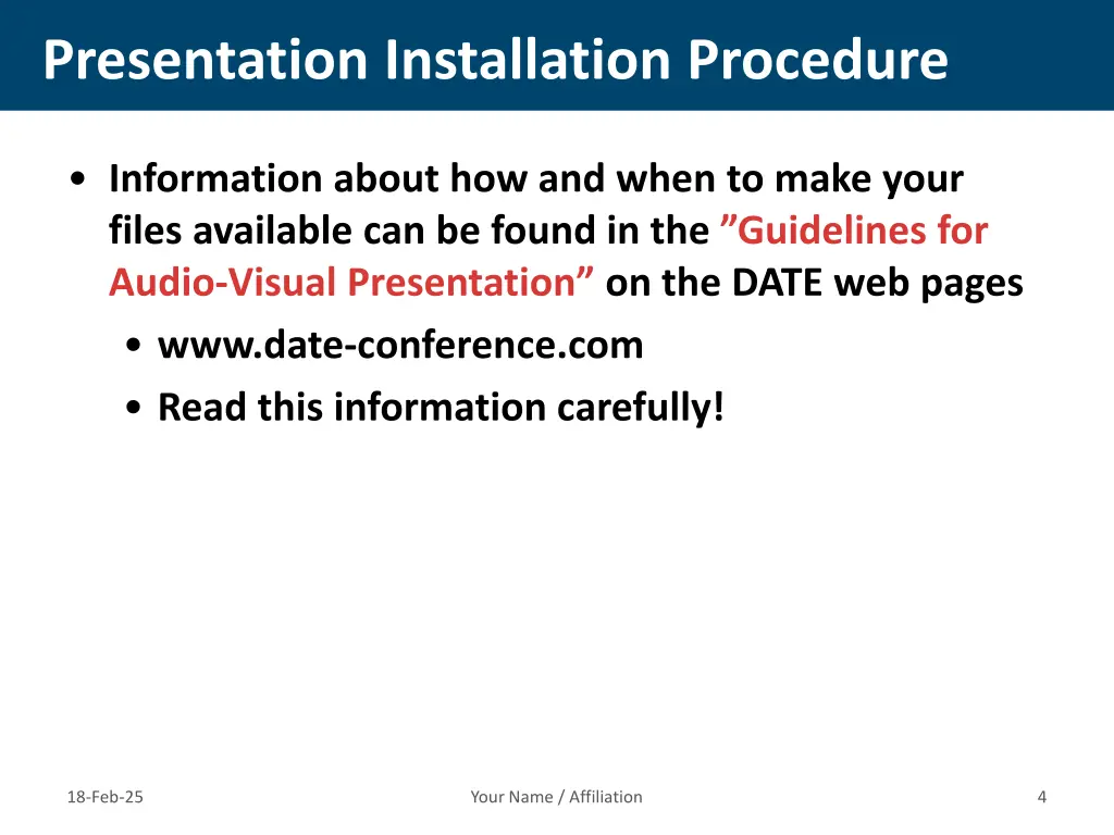 presentation installation procedure