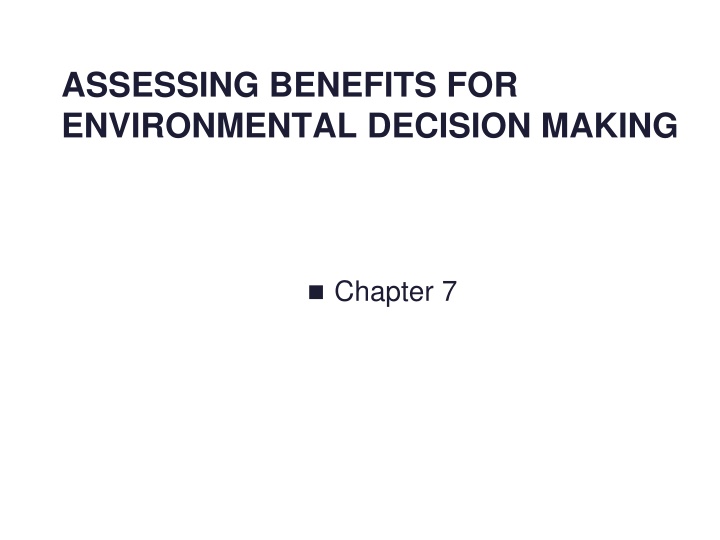 assessing benefits for environmental decision