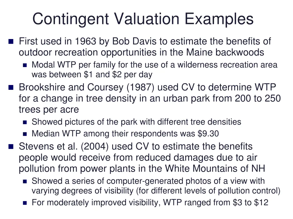 contingent valuation examples