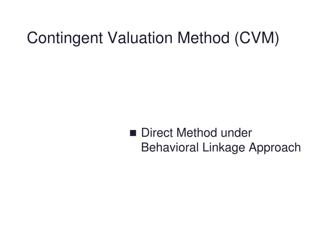 contingent valuation method cvm