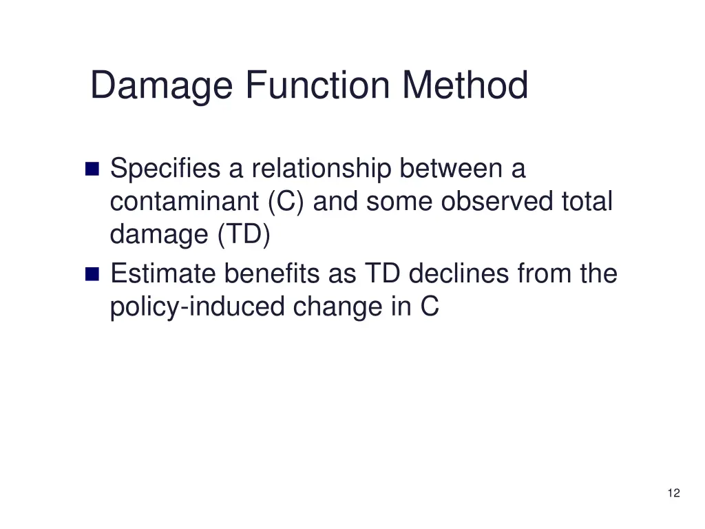 damage function method