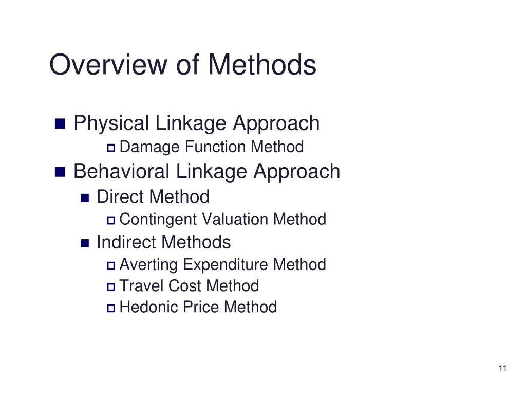 overview of methods