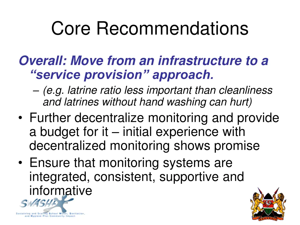 core recommendations