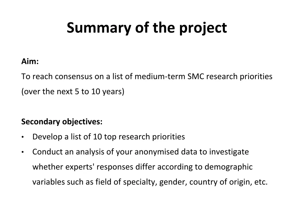 summary of the project