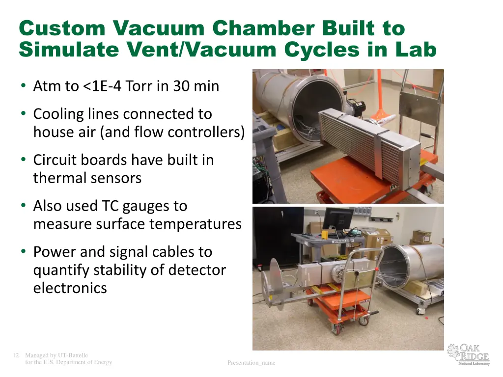 custom vacuum chamber built to simulate vent