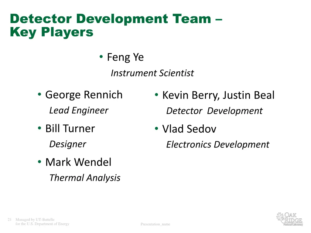 detector development team key players