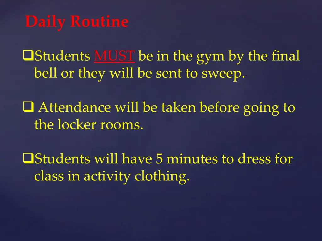 daily routine